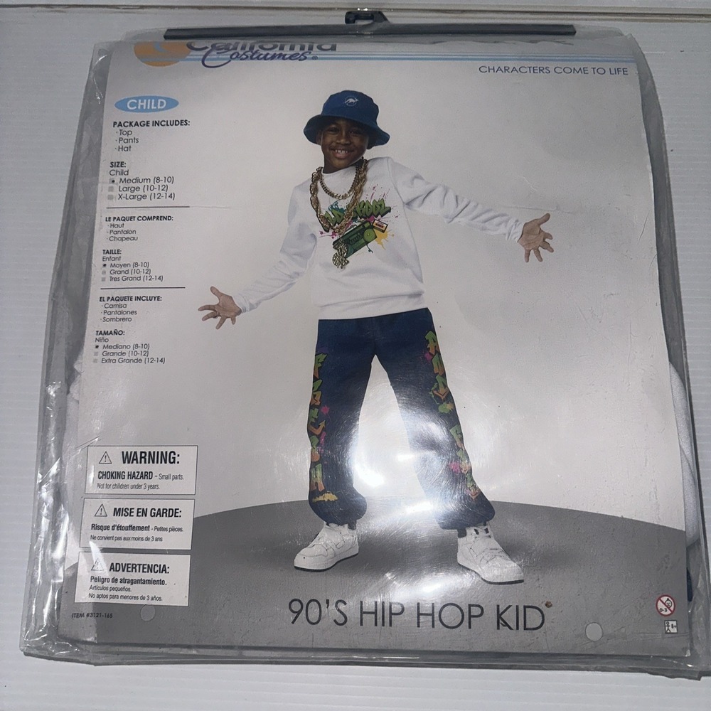 90's Hip Hop Kid Costume 3 Piece New - Medium (8-10)